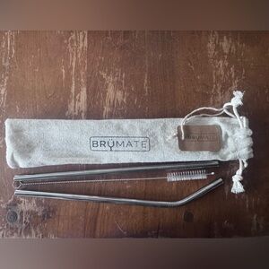 BruMate 2 Stainless Steel Reusable Straws Set NWT For Tumbler